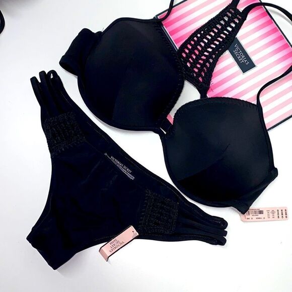 🔥🏖VICTORIA SECRET  swimsuit The Fabulous/push-up  cheeky  New - Picture 1 of 6